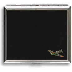 Metal Smoking Accessories Knight Spitfire Metal Black Leather Covered Cigarette Case