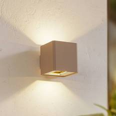 Lucande Udendørs LED-Væglampe Aaron Beige Aluminium Vægarmatur