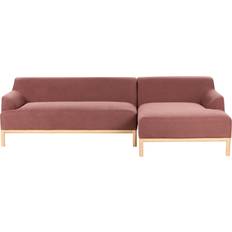 Corner Sofas - Red Beliani Stylish Left Hand Corner Polyester Fabric Wooden Legs Sofa 3 Seater