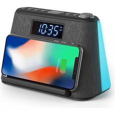 iBox Glow Black Alarm Clock With Wireless Charging White Noise Ambient Light