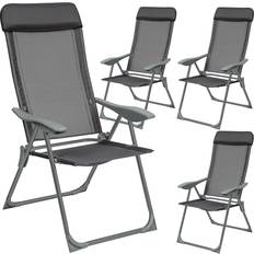 tectake Garden Chairs Maurine Set of 4 Anthracite Garden Dining Chair
