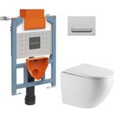 Vitra 82cm Support Frame Sat Rimless Toilet Soft-Close Seat Matt Chrome Plate VUNI82FUSIONTQ-5