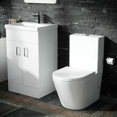 Toilets Nes Home 500 Vanity WC Toilet Pan and Rimless Soft Close Seat Bathroom Suite