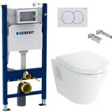 Toilets Geberit Toilet Set Duofix Frame Vitra Integra Wall-Hung Toilet Duroplast Seat White Plate