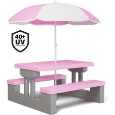 Kids Outdoor Furnitures Spielwerk Kindersitzgruppe Sonnenschirm UV Schutz Stecksystem Waschbar Wetterfest Rosa