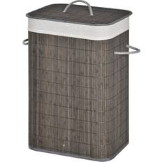 Homcom Tvättkorg Med Handtag Och Tvättbar Påse 43 x 32 x 61 cm Grå