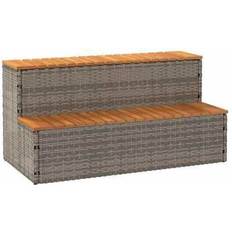 Rund Spabad & Badtunnor vidaXL Badtunna Step Grey 50x50x50,5 cm Konstrotting Och Solid Akacia