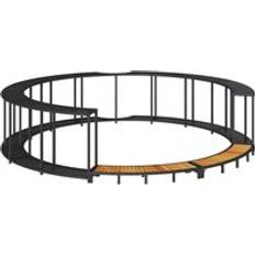 Heater Hot Tubs vidaXL Hot Tub Surround with Storage and Wooden Step Black Poly Rattan