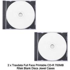 Traxdata CD Optical Storage Traxdata Ritek CD-R Full Face 52x 700Mb Inkjet Printable Discs Jewel Case