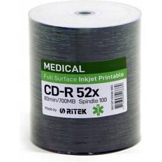 Ritek 100 Medical White Inkjet Printable Blank CD CD-R 52x 700MB