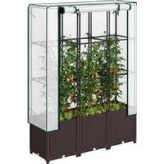 Plastic Raised Garden Beds OutSunny Raised Garden Bed with Trellis 120 x 40 x 140 cm