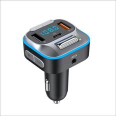 FM Transmitters Tlily Bluetooth 5.0 FM Transmitter Car with Bass Boost HD Microphone 30W PD+QC3.0