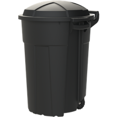 Project Source 32-Gallon Black Plastic Wheeled Indoor Outdoor Detached Lid Trash Can