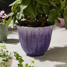 Dunelm Purple Resin Lotus Flower Plant Pot
