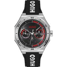 Silver-Tone Watch with Silicone Logo Strap