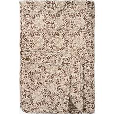 Ib Laursen Tæpper Ib Laursen Quilt Vattæppe Naturfarvet Med Brunt Løvmønster 130x180 Tæppe Brun (180x130cm)