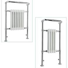 Heated Towel Rails iBathUK Traditional Vertical Heated Towel Radiator Chrome, White