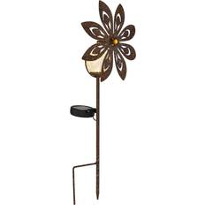 Garden Ornaments Globo Lighting LED Ground Spike Light 36576 Rust Brown Metal Glass Yellow