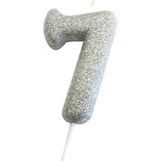 Metallic Glitter 7Th Birthday Pick Candle Silver One Size
