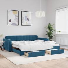 Blå Senge vidaXL Tagesbett Ausziehbar mit Schubladen 100x200 cm Blau