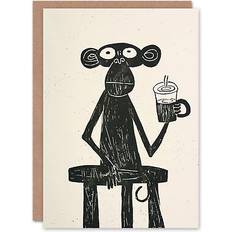 Cartoon Cards & Invitations ARTERY8 Cartoon Monkey Chimp Drinking Iced Coffee Birthday Card