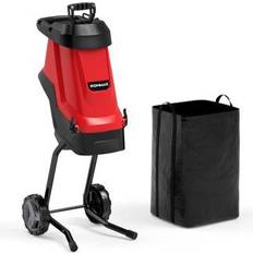Garden Shredders Costway 15-AMP Electric Wood Chipper and Shredder Leaf Mulcher with Wheels
