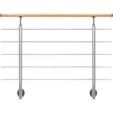 Winkeltreppen Dolle Geländerset Aluminium 150 cm Wandmontage mit Buche-Handlauf