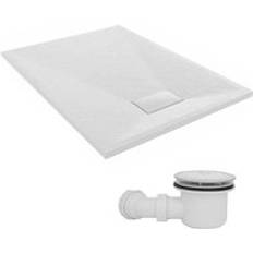 Showers NRG 1100 x 800mm smc White Rectangle Slate Effect Bathroom Shower Tray