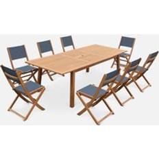 8-Seater Extendable Wooden Garden Table 240x100x75 cm Patio Dining Set