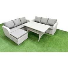 Garden & Outdoor Furniture Fimous Garden Furniture 7 Seater Wicker Rattan Furniture Sofa Sets with Rectangular Dining Table - One Size Outdoor Lounge Set