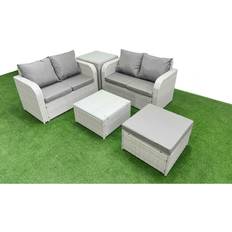Garden & Outdoor Furniture Fimous 5 Seater Love Sofa with Square Coffee Table Outdoor Lounge Set
