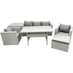 Garden & Outdoor Furniture Fimous Garden Outdoor Rattan Furniture Set with Sofa Dining Table 2 Chairs Light Grey Mixed Patio Dining Set