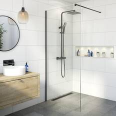 Showers Diamond Wet Room Shower Screen 1200mm 8mm Black
