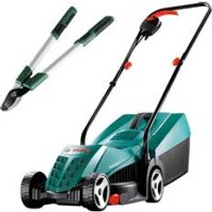 Bosch Lawn Mowers Bosch Electric Rotary Lawnmower 32cm 1200w 31L Bag Long Handled Loppers Mains Powered Mower