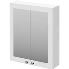 Danbury Satin White 600mm Wall Mounted Mirrored Cabinet
