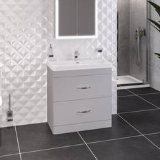 Bathroom Furniture Eastbrook Cavone 800mm Drawer Vanity Unit Matt Grey with Ceramic Basin