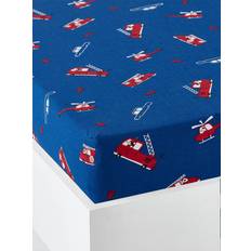 Fitted Sheet for Children Petit Pompier Theme Blue Print