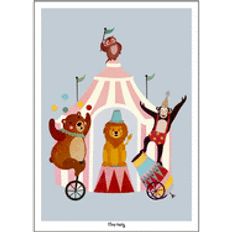 Poster & Frame Plakat Lille Cirkus Børneplakat Lyseblå 50 x 70