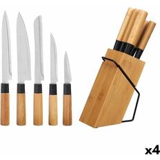 Köksknivar Kinvara KT171028A 6-delat Naturligt Bambustål Knivset Med Trähållare