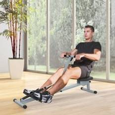 Rowing Machines Homcom Rowing Machine Rower Workout Trainer W/ Monitor-Grey/Black
