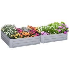 Stahl Aufsatzrahmen OutSunny Hochbeet Set 2-TLG Grau 100 x 100 x 30 cm