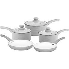 URBN-CHEF 8 Pcs Non-Stick Ribbed Aluminium Induction Hob Cookware Set 8 Parts