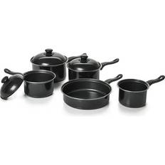 Cookware ABC 8pc Non Stick Black Glass Lids Cookware Set with lid 8 Parts