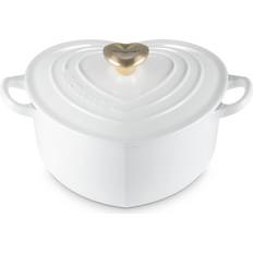Guld Övriga grytor Le Creuset Hjärtformad Gryta Med Hjärtknopp 1.9L White med lock