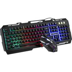 Keyboards Greenzech Mechanical Feel Wired Gaming Keyboard and Mouse Set 104 Keys USB 2400DPI