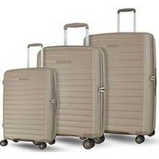 Rock Hard Suitcase Sets Rock Palma 3-Piece Luggage Set Cabin Medium Large Champagne Beige