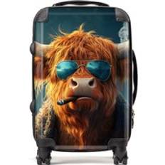 Luggage Warren Reed Highland Cow With Glasses Suitcase Blue Cabin
