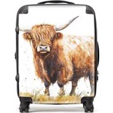 Luggage Warren Reed Watercolour Highland Cow Suitcase Brown Large