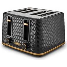 Damart Tower Empire 4 Slice Toaster Black Single S