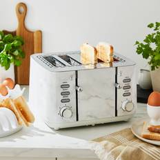 Dunelm White Marble 4 Slice 1.5KW Toaster